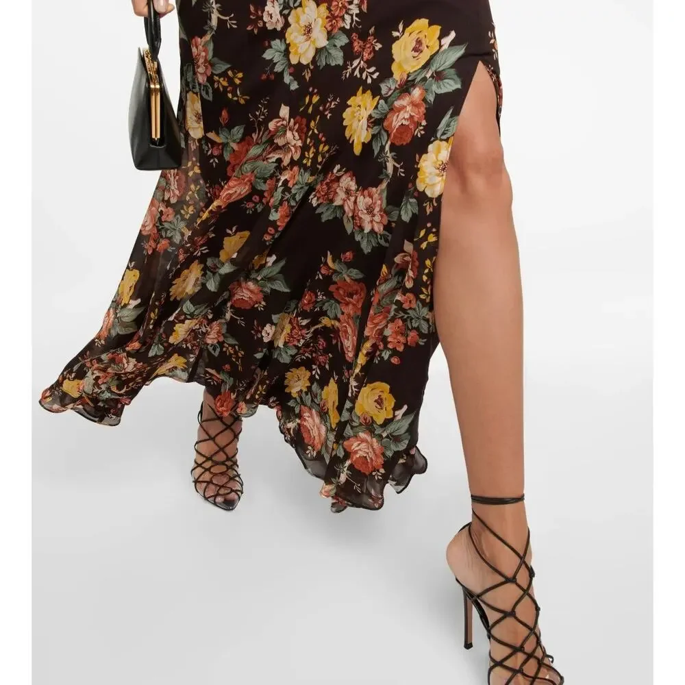 Silk Floral Wrap Maxi Dress Long Sleeve Lagenlook Boho Cottagecore Festival 4 - Picture 4 of 10